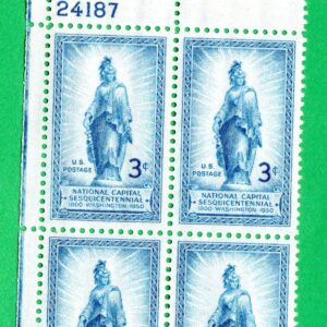 Scott #989 Capital Statue of Freedom Block of 4 Stamps - MNH P#24187 UL