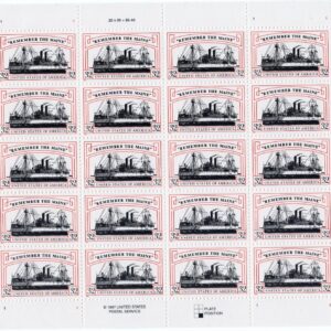 Scott #3192 Remember the Maine (Spanish War) Full Sheet of 20 Stamps - MNH