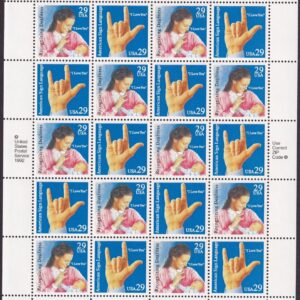 Scott #2784a (2783-84) Sign Language Full Sheet of 20 Stamps - MNH