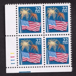 Scott #2276 Flag & Fireworks Plate Block of 4 Stamps - MNH P#1111 LL