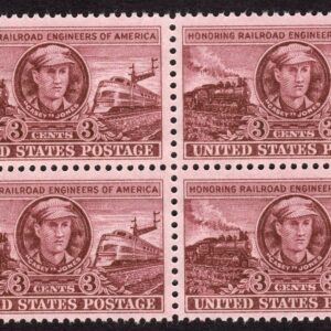 Scott #993 Casey Jones Railroad Engineer Block of 4 Stamps - MNH