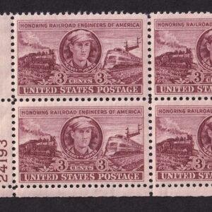 Scott #993 Casey Jones Railroad Engineer Plate Block of 4 Stamps MNH P#24193 LL