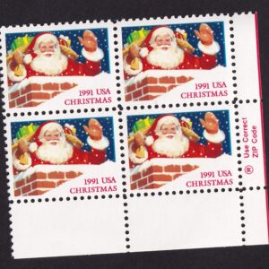Scott #2579 Christmas Santa in Chimney Zip Block of 4 Stamps - MNH