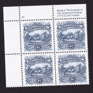 Scott #2590 Saratoga Reprint Top Plate Block of 4 Stamps - MNH P#S2 UL #1