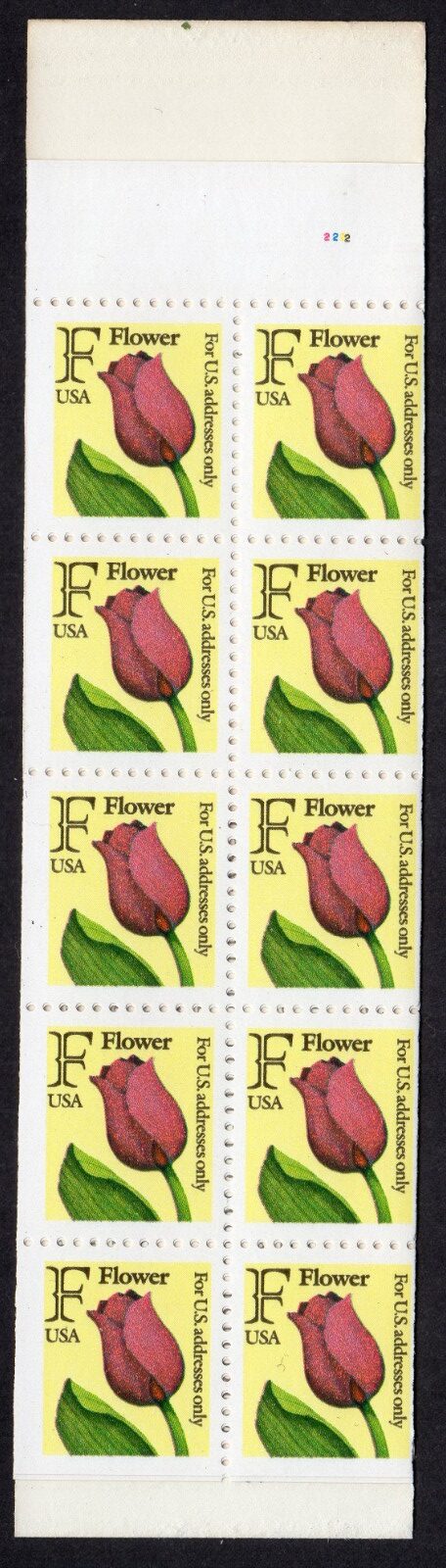 Scott #BK183 (2519a) Tulip Flowers F Rate Booklet of 20 Stamps - MNH P#2222