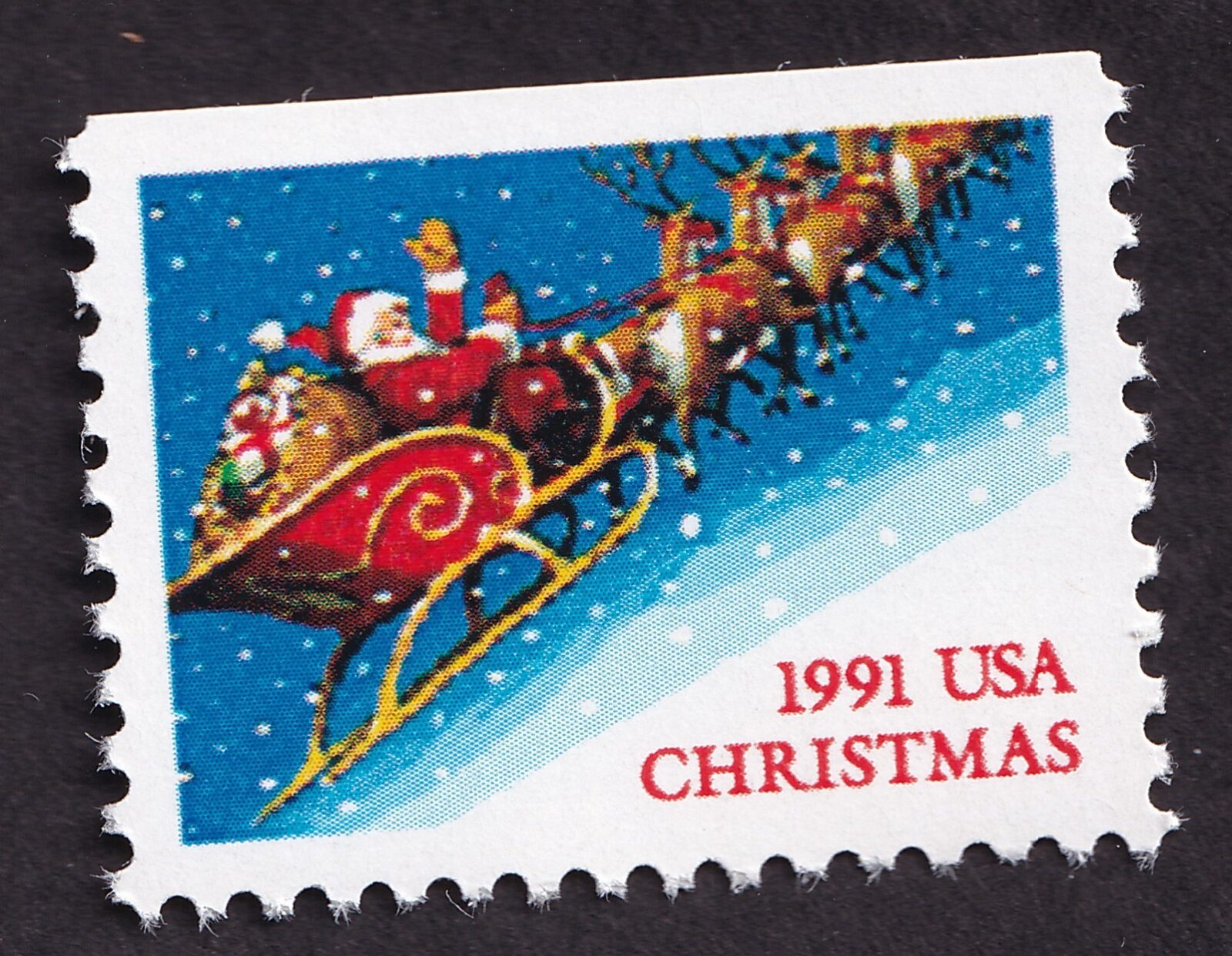 Scott #2585 Santa Sleigh & Reindeer Booklet Single Stamp - MNH