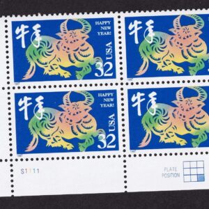 Scott #3120 New Year Ox Block of 4 Stamps - MNH LL XF