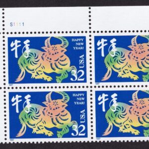 Scott #3120 New Year Ox Block of 4 Stamps - MNH UL XF