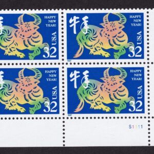 Scott #3120 New Year Ox Block of 4 Stamps - MNH LR XF #1