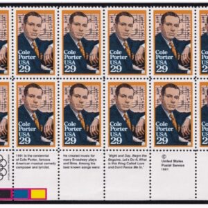 Scott #2550 Cole Porter Black Heritage Plate Block of 20 Stamps MNH LL in mount