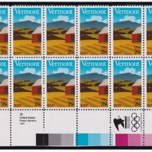 Scott #2533 Vermont Plate Block of 20 Stamps - MNH LR in mount