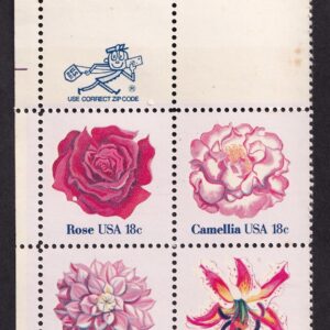 Scott #1879a (1876-79) Flowers Zip Block of 4 Stamps - MNH PC#5
