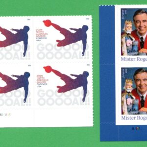 Scott #6105-6097 Mister Rogers & Soccer Plate Block of 4 Forever Stamps - MNH LL