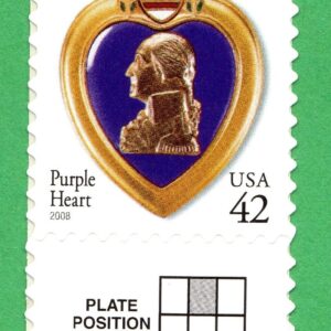 Scott #4264 Purple Heart Veterans Single Stamp - MNH w/Plate Position