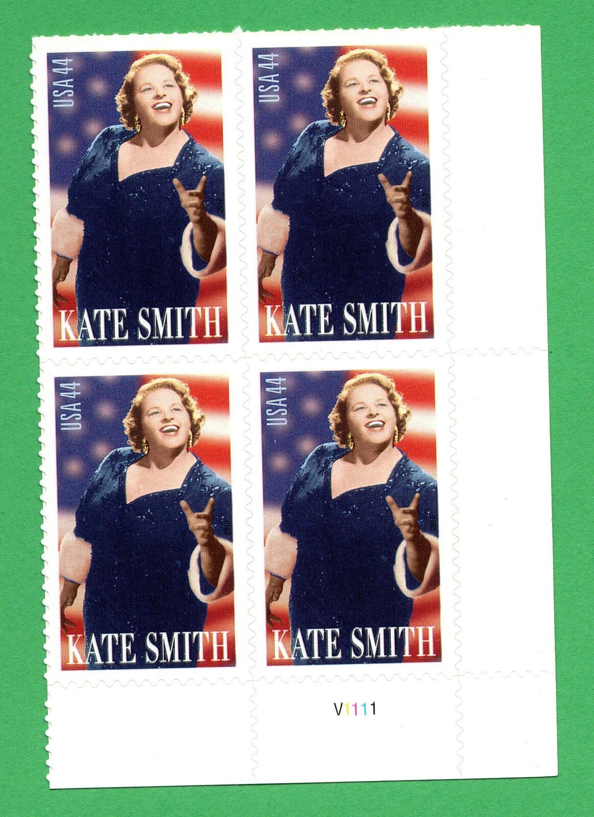 Scott #4463 Kate Smith (Philadelphia Flyers) Plate Block of 4 Stamps - MNH LR