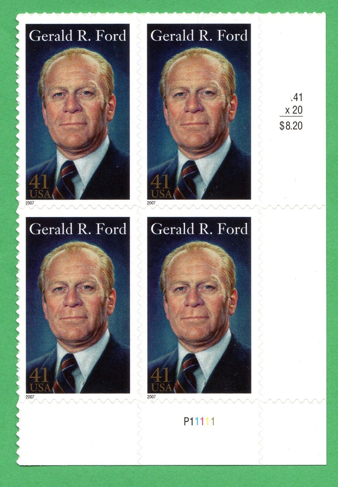 SCOTT #4199 Gerald Ford Plate Block of 4 Stamps - MNH LR