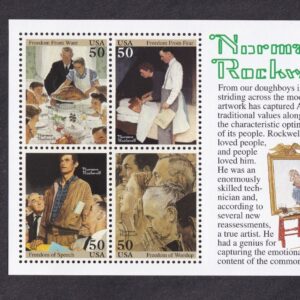 Scott #2839-2840 Norman Rockwell Souvenir Folio Sheet of 4 & Single Stamps- MNH