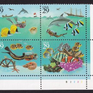 Scott #2866a Wonders of the Sea Plate Block of 4 Stamps - MNH P#B2222 LR