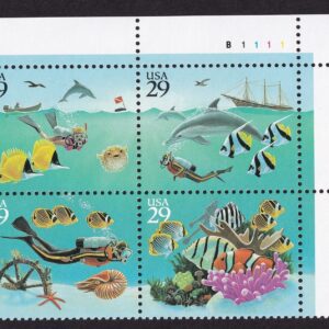 Scott #2866a Wonders of the Sea Plate Block of 4 Stamps - MNH P#B1111 UR