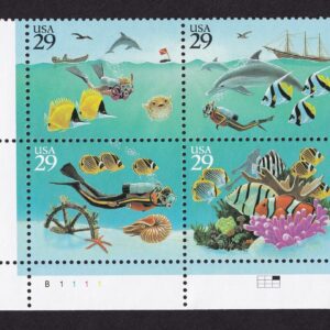 Scott #2866a Wonders of the Sea Plate Block of 4 Stamps - MNH P#B1111 LL