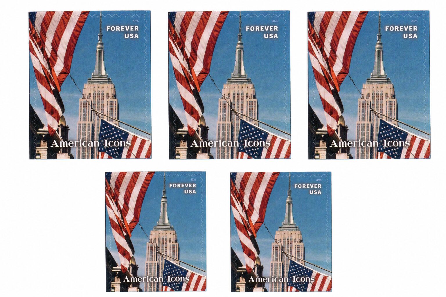 Scott #6106 American Icons Flag Empire State Building (5) Five Forever Stamps