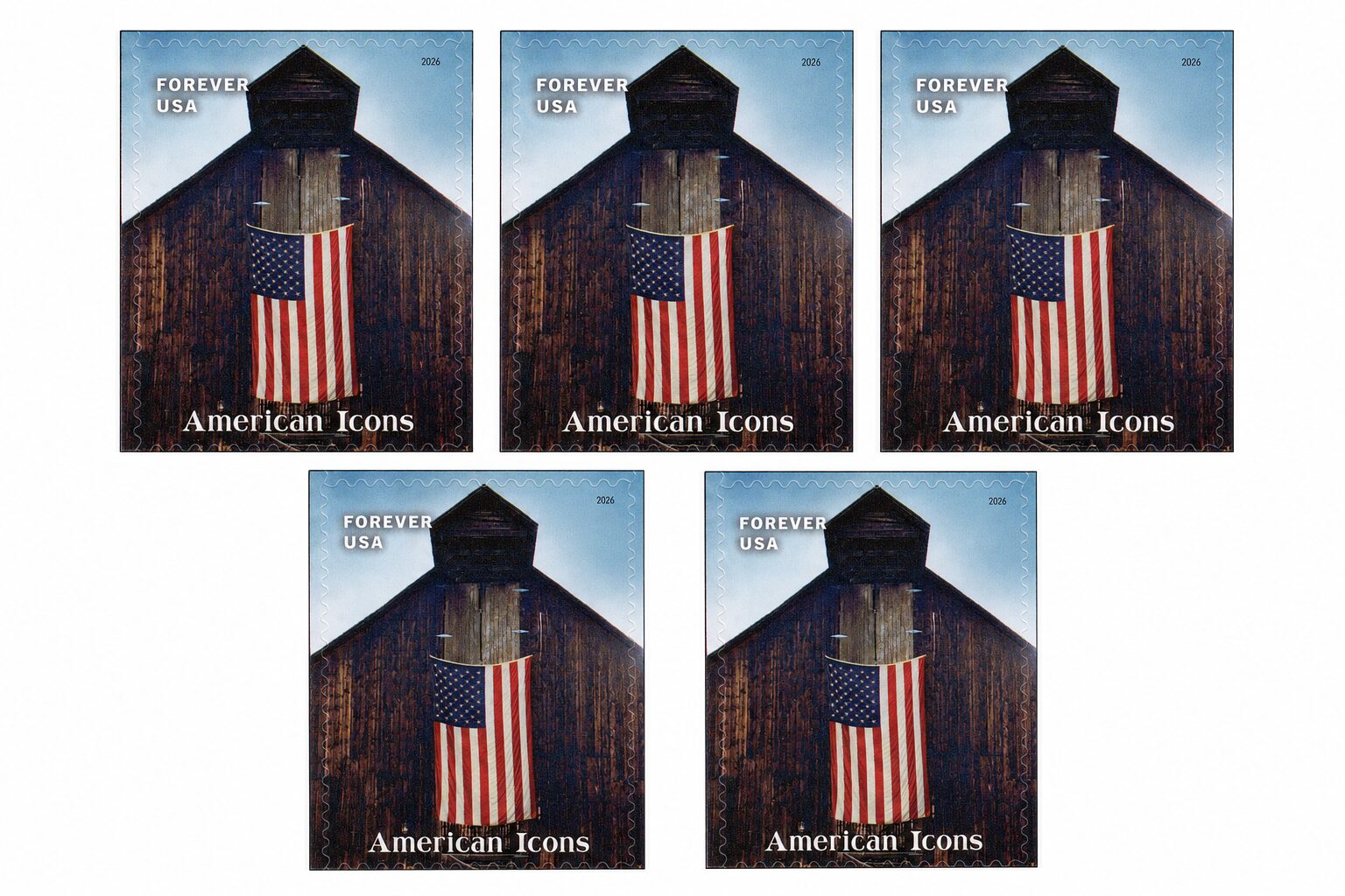 Scott #6106 American Icons Flag on Barn (5) Five Forever Stamps - MNH