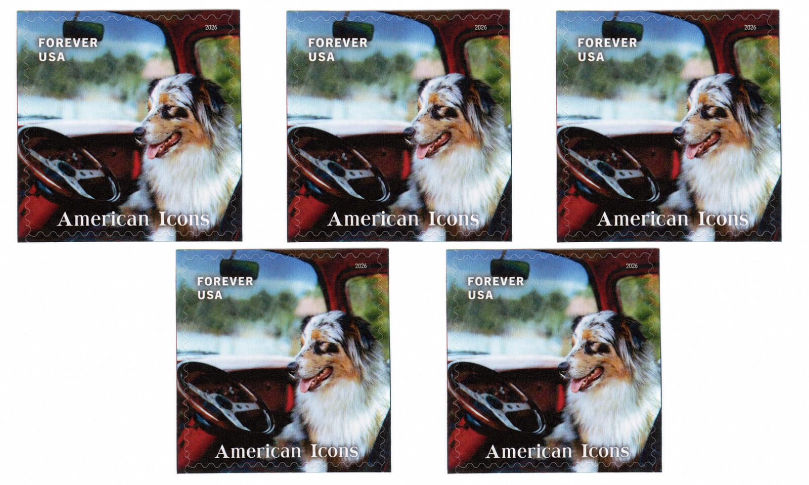 Scott #6106 American Icons Faithful Dog in Truck (5) Five Forever Stamps - MNH