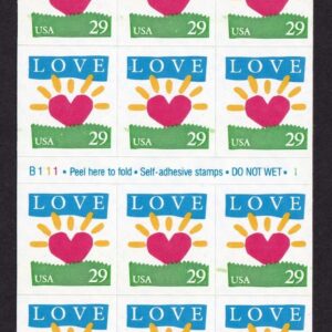 Scott #2813a Love Heart Sun Booklet of 18 Stamps - MNH P#B111-1