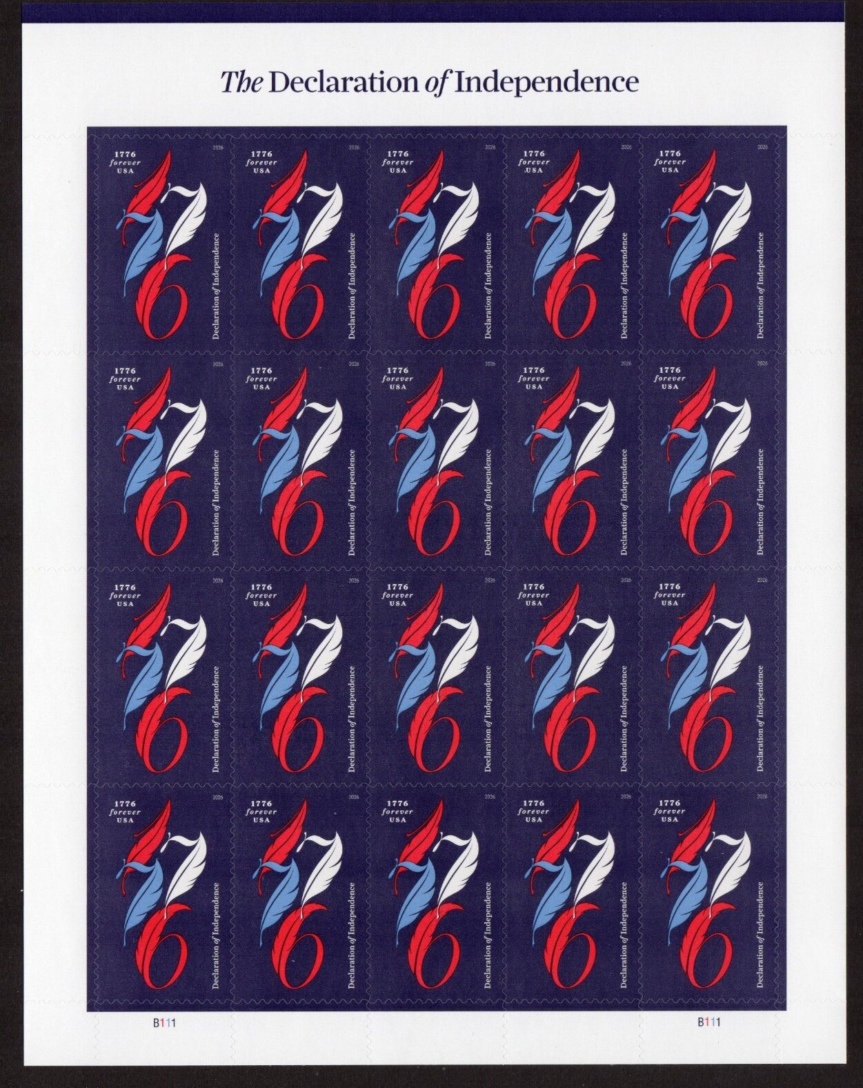 Scott #6114 1776 Declaration of Independence Sheet of 20 Forever Stamps - MNH