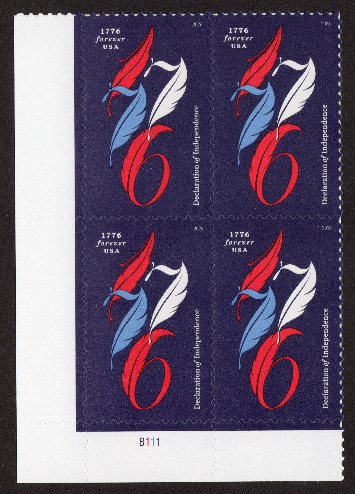 Scott #6114 1776 Declaration of Independence Plate Block of 4 Stamps - MNH LL
