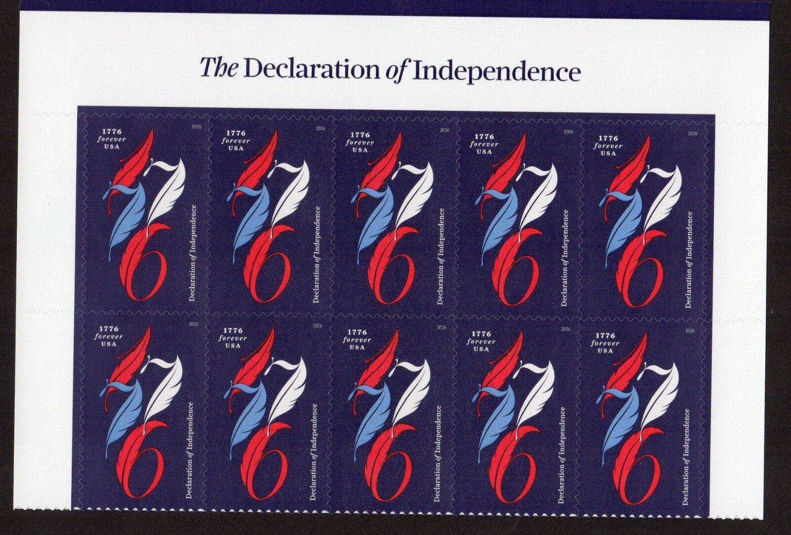 Scott #6114 1776 Declaration of Independence Title Block of 10 Stamps - MNH