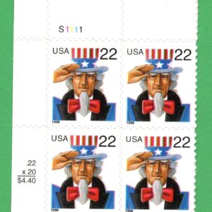 Scott #3259 Uncle Sam Plate Block of 4 Stamps - MNH UL