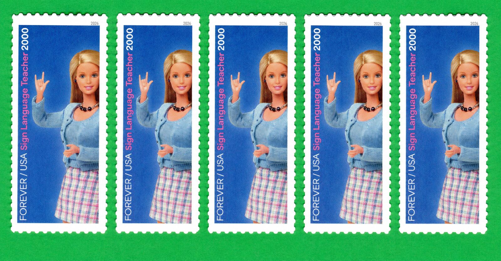 Scott #6115f Barbie You Can Be Anything Sign Language Teacher (5) Forever Stamps