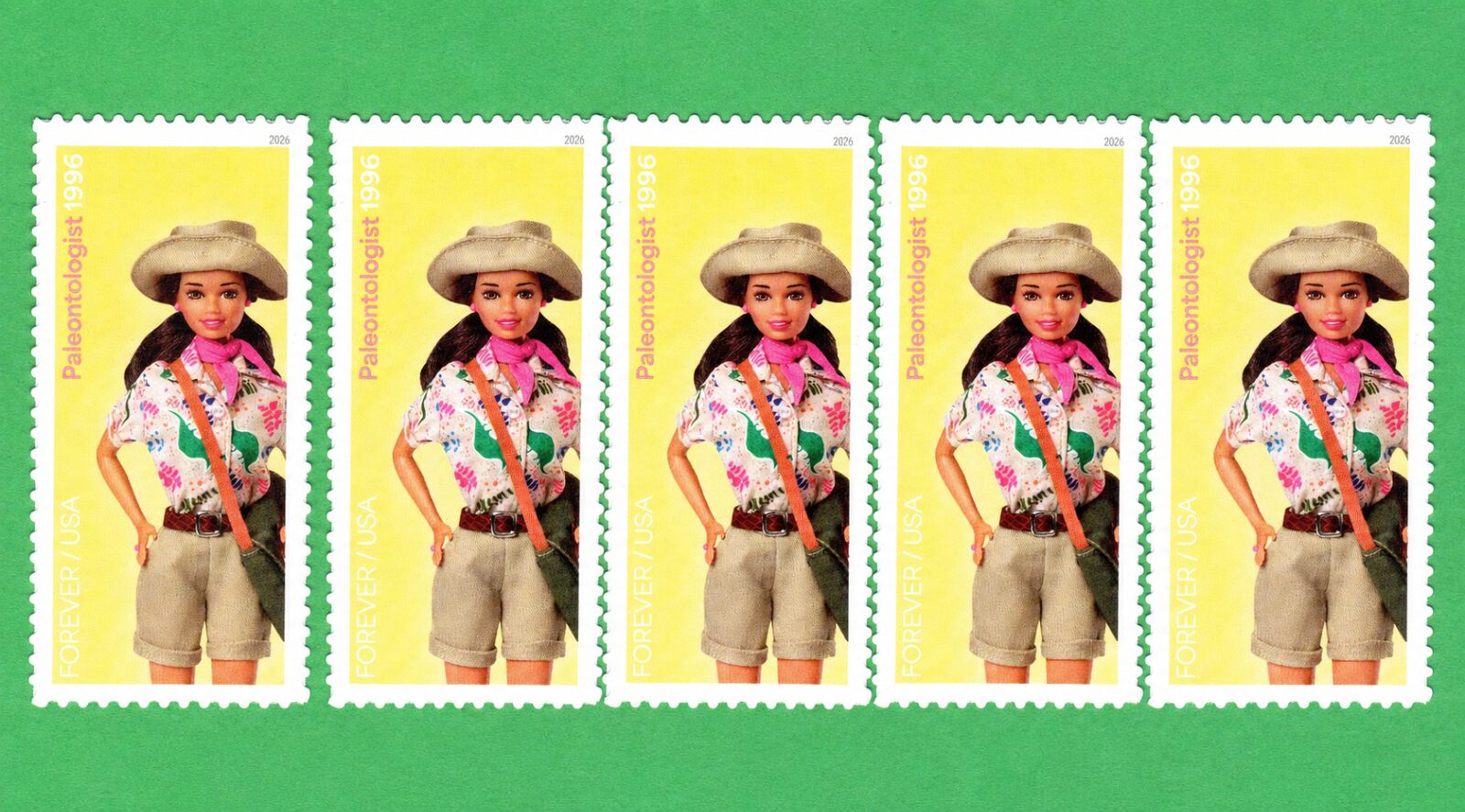 Scott #6115e Barbie You Can Be Anything Paleontologist (5) Five Forever Stamps