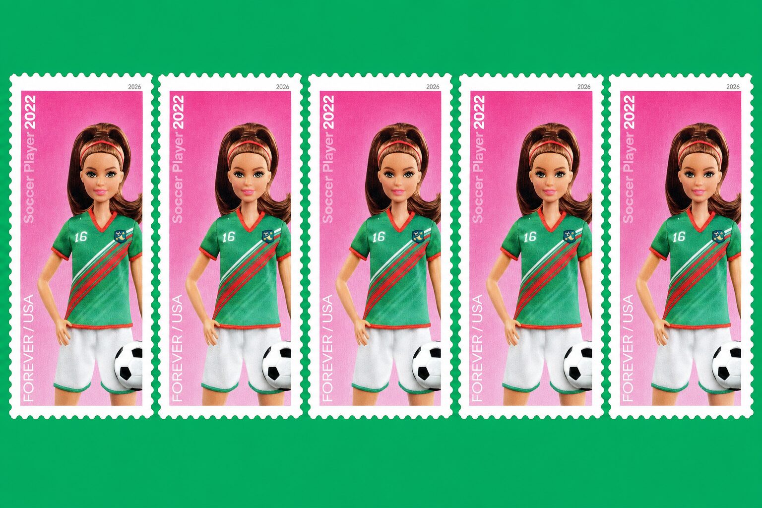 Scott #6115i Barbie You Can Be Anything Soccer Player (5) Five Forever Stamps