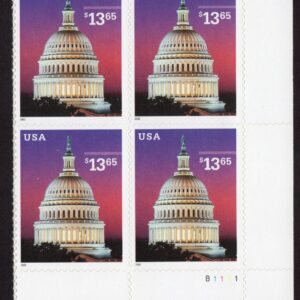 Scott #3648 $13.65 Capitol Dome at Dusk Plate Block of 4 Stamps - MNH LR