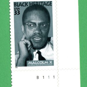 Scott #3273 Malcolm X Black Heritage Plate # Single Stamp - MNH XF #1