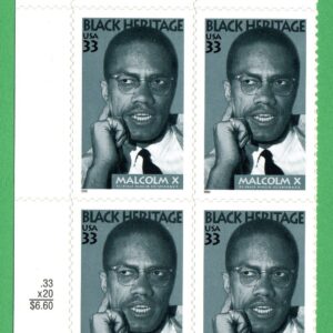 Scott #3273 Malcolm X Black Heritage Plate Block of 4 Stamps - MNH UL