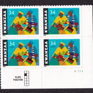 Scott #3548 Kwanzaa Plate Block of 4 Stamps - MNH LR