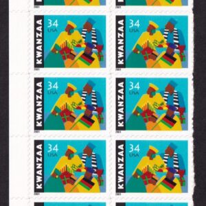Scott #3548 Kwanzaa Plate Block of 10 Stamps - MNH Left