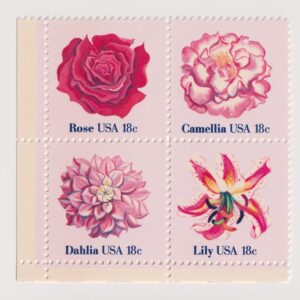 Scott #1879a (1876-79) Flowers Block of 4 Stamps - MNH