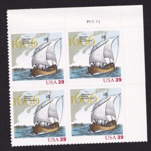 Scott #4073 Samuel de Champlain (French Explorer) Plate Block of 4 Stamps MNH UR