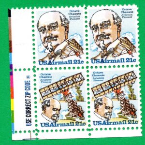 Scott #c94a (c93-94) Octave Chanute Airmail Zip Block of 4 Stamps - MNH