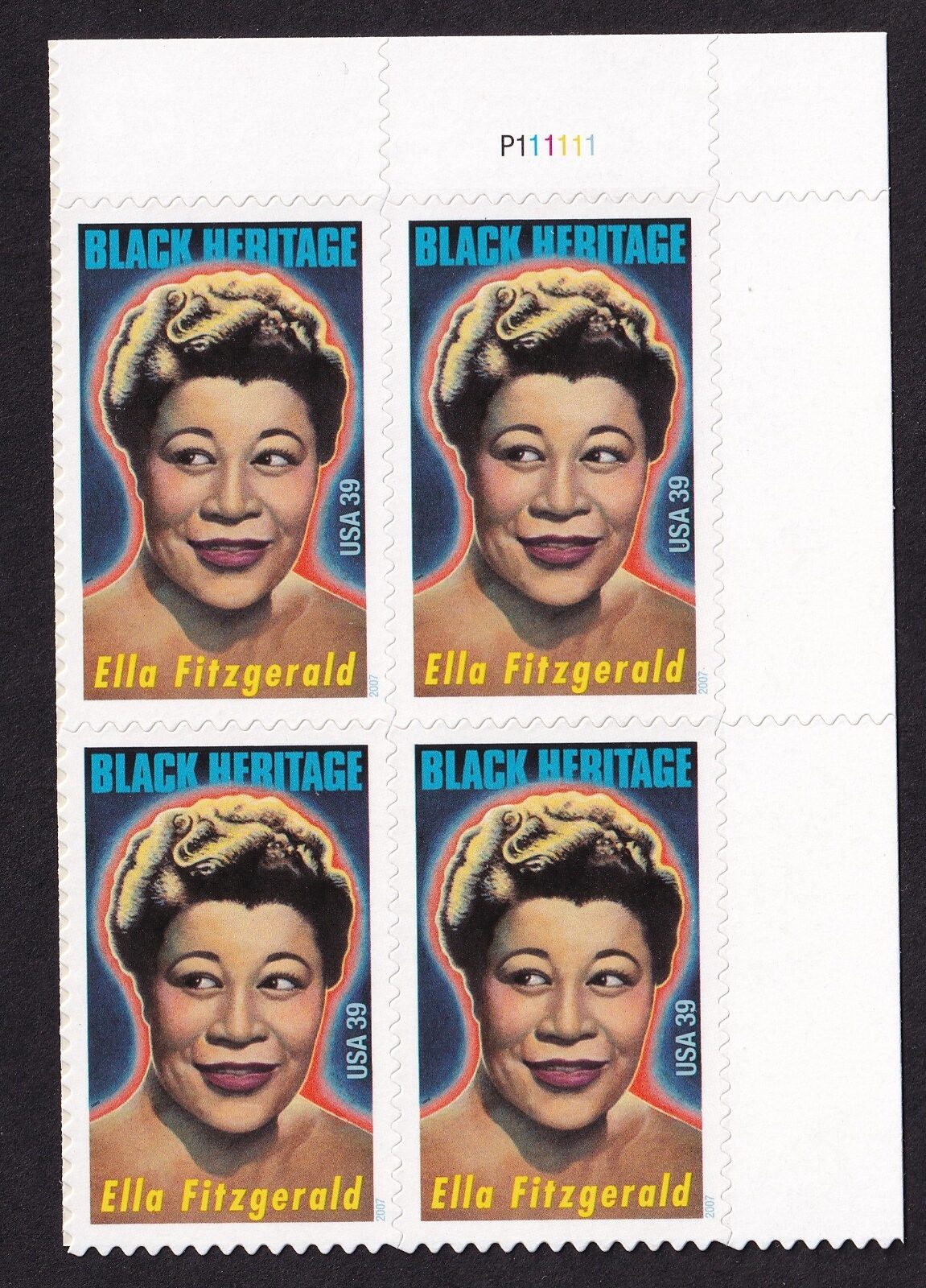 Scott #4120 Ella Fitzgerald Black Heritage Plate Block of 4 Stamps - MNH UR