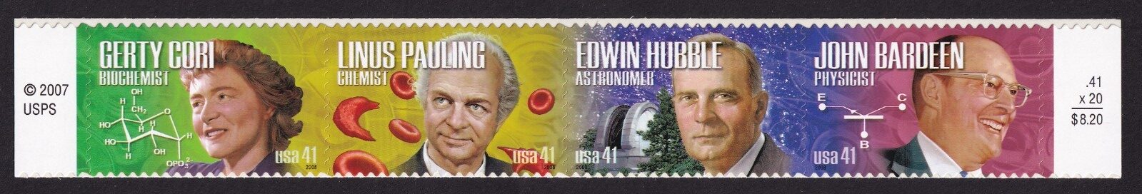 Scott #4227a (4224-27) American Scientists Strip of 4 Stamps - MNH w/Price