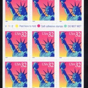 Scott #3122a 32¢ Statue of Liberty Booklet of 20 Stamps - MNH NDVH Back P#V2122