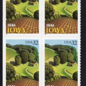 Scott #3089a 32¢ Iowa (Hawkeyes) Booklet Plate Block of 4 Stamps - MNH LL