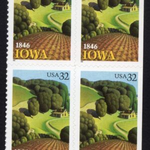 Scott #3089a 32¢ Iowa (Hawkeyes) Booklet Plate Block of 4 Stamps - MNH LR