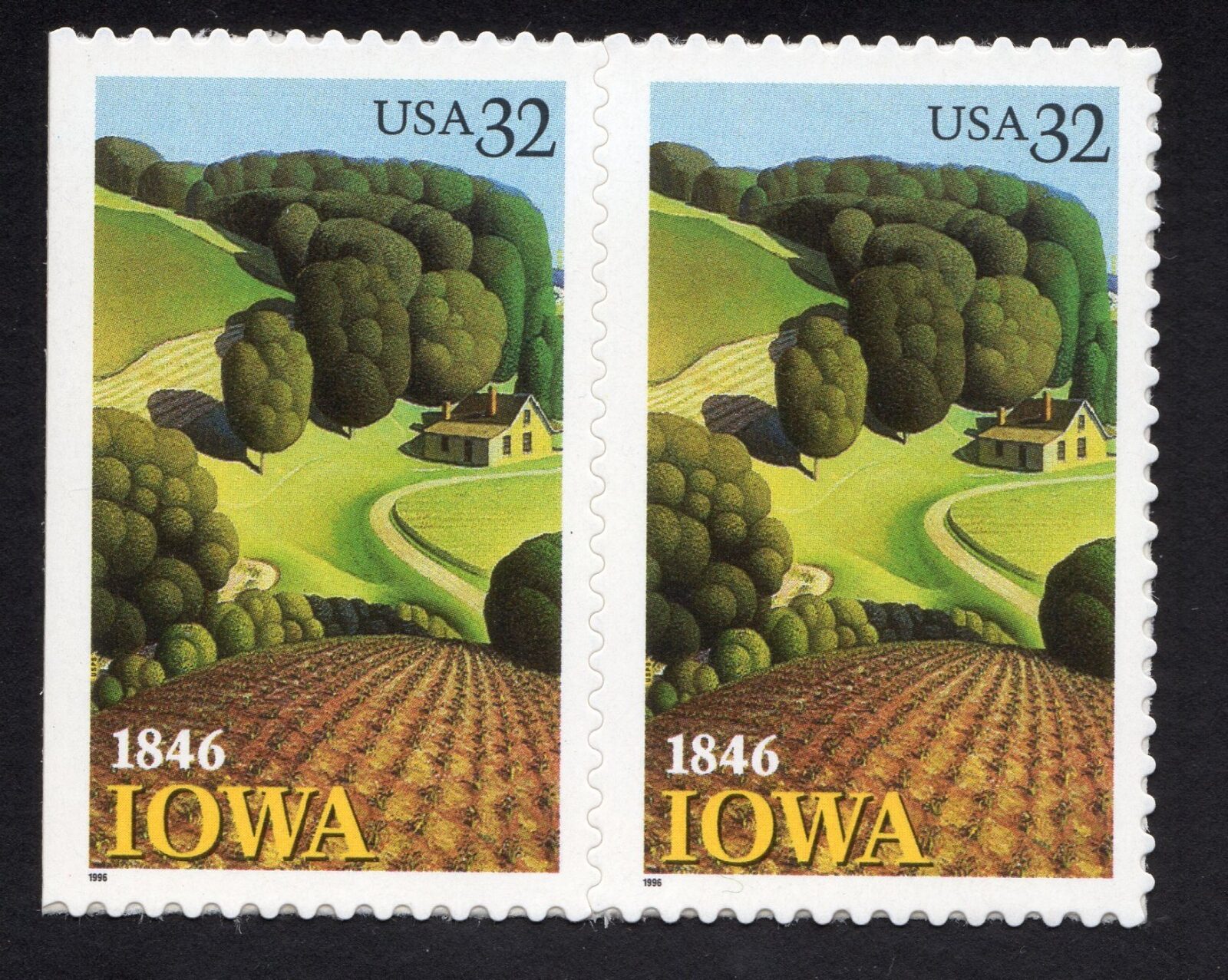 Scott #3089a 32¢ Iowa (Hawkeyes) Booklet Pair of Stamps - MNH