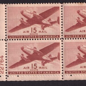 Scott #c28 Twin Motorized Transport Plate Block of 4 Stamps - MNH P#22764 LL